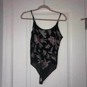 EXPRESS Mesh Body Suit with Embroidery Detail